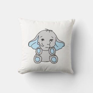 Blue Hand Drawn Elephant Pattern Elephant Cartoon Cushion