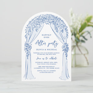 Blue Hand Drawn Floral Arch Wedding party Invitation