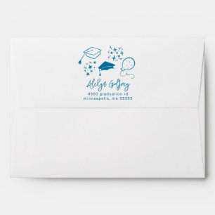 Blue Hand Drawn Graduation Icons  Envelope