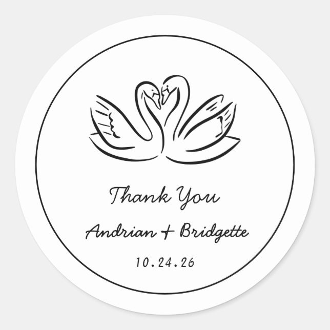 Blue Hand Drawn Handwritten Wedding Round Sticker (Front)