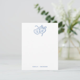 Blue Hand Drawn Hearts Monogram Personalised Card