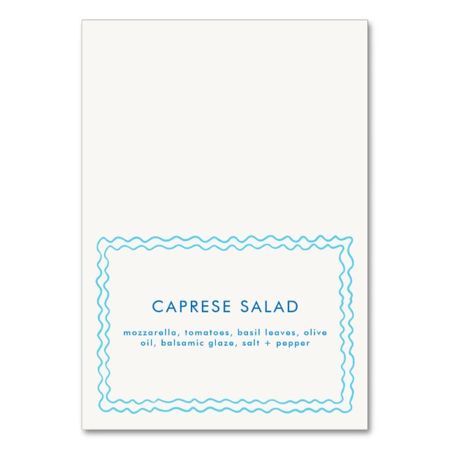 Blue Hand Drawn Squiggle Frame Food Label Card (Front)