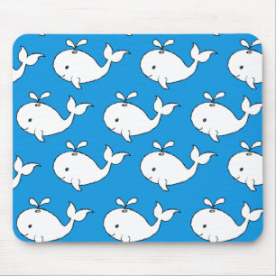 Blue Hand Drawn Whale Pattern Whale Cartoon Mouse Mat