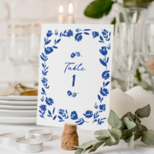 Blue Hand Drawn Whimsical Flower Table Numbers