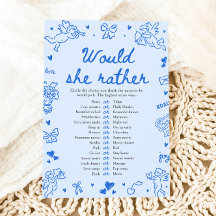 Blue Hand Drawn Would She Rather Baby Shower Game