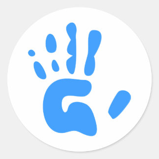 Blue Hand Print Classic Round Sticker
