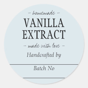 Blue Handcrafted Vanilla Extract Kitchen Jar Classic Round Sticker