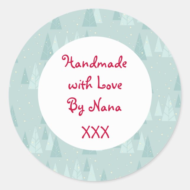 Blue  'Handmade by' Christmas stickers (Front)