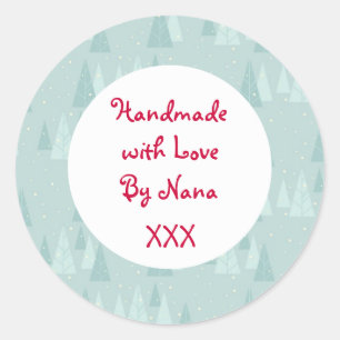 Blue 'Handmade by' Christmas stickers