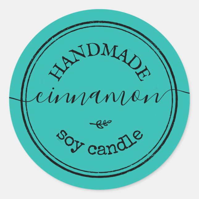 Blue Handmade Script Black Border Product Label (Front)