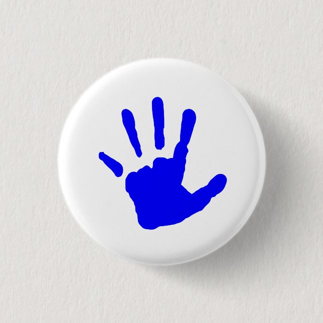 Blue Handprint 3 Cm Round Badge (Front)