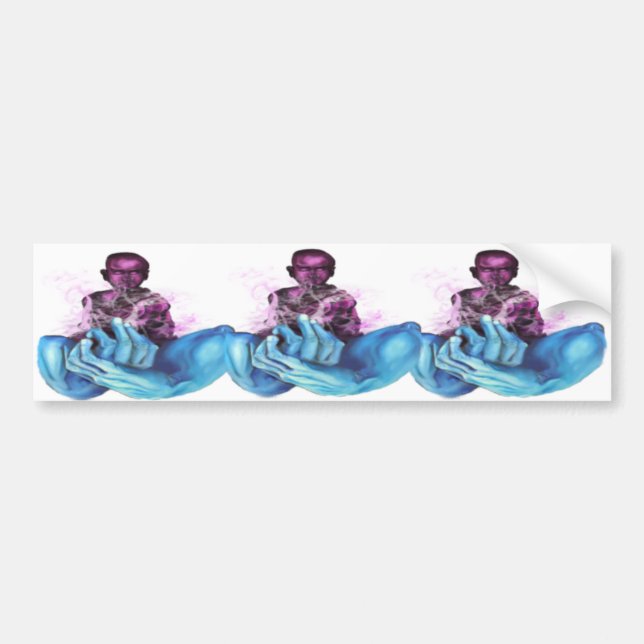 Blue hands quiet mind bumper sticker (Front)