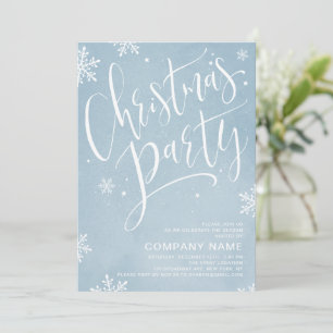 Blue handwritten calligraphy Christmas Party Invitation