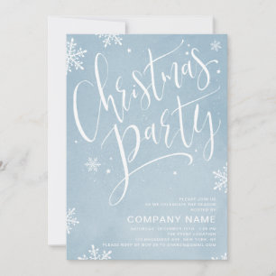 Blue handwritten calligraphy Christmas Party Invitation
