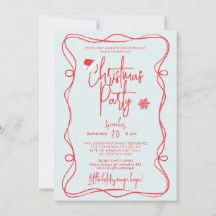 Blue Handwritten Christmas Party Invitation