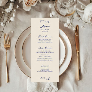 Blue Handwritten Wedding Menu