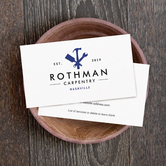 Blue Handyman / Carpenter Tools Home Improvement Business Card (Creator Uploaded)