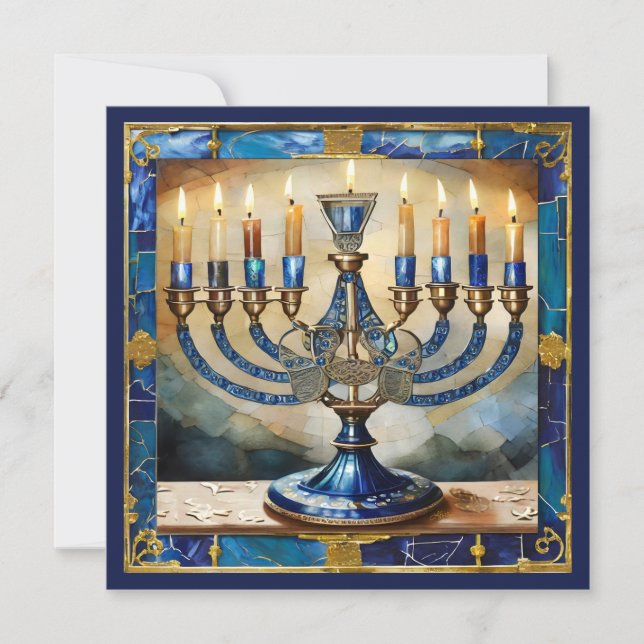 Blue Hanukkah Menorah (Front)