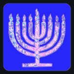 Blue Hanukkah Menorah 4Ruth Square Sticker<br><div class="desc">You will love decorating your gifts with our menorah stickers!</div>