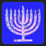 Blue Hanukkah Menorah 4Ruth Square Sticker<br><div class="desc">You will love decorating your gifts with our menorah stickers!</div>