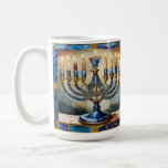 Blue Hanukkah Menorah Coffee Mug<br><div class="desc">You are viewing The Lee Hiller Photography Art and Designs Collection of Home and Office Decor,  Apparel,  Gifts and Collectibles. The Designs include Lee Hiller Photography and Mixed Media Digital Art Collection http://LeeHiller.com</div>