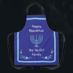 Blue HANUKKAH Menorah Customise NAME Apron<br><div class="desc">Personalise
Add your name and customise your Holiday Season message.
I love painting and design! I hope you enjoy my artwork.</div>