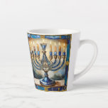 Blue Hanukkah Menorah Latte Mug<br><div class="desc">You are viewing The Lee Hiller Photography Art and Designs Collection of Home and Office Decor,  Apparel,  Gifts and Collectibles. The Designs include Lee Hiller Photography and Mixed Media Digital Art Collection http://LeeHiller.com</div>