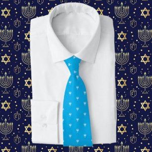 Blue Hanukkah menorah Neck Tie