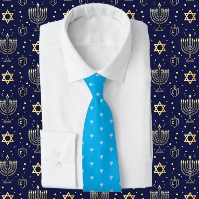 Blue Hanukkah menorah Neck Tie (Creator Uploaded)