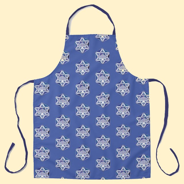 Blue Hanukkah Menorah Star Pattern Apron Jewish  (Creator Uploaded)
