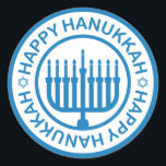 Blue Hanukkah Menorah Sticker<br><div class="desc">Blue Hanukkah Menorah Sticker to decorate this holiday season</div>