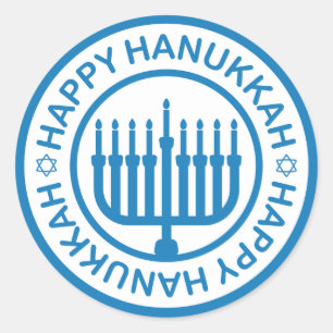Blue Hanukkah Menorah Sticker
