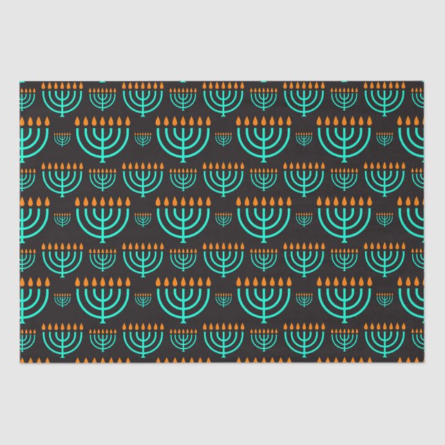 Blue Hanukkah Menorah Tissue Paper (Front)