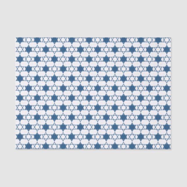 Blue Hanukkah Stars Of David Holiday Gift Wrap Tissue Paper (Front)