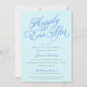 Blue Happily Ever After Bridal Shower Invitations