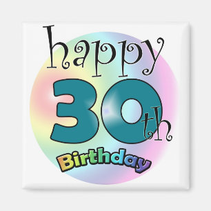 Blue Happy 30th Birthday Magnet