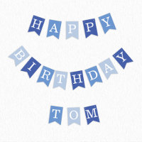 Blue Happy Birthday 3 Letter Name Boy Man Tom 