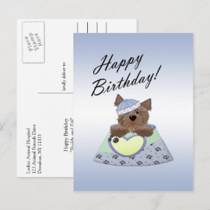 Blue Happy Birthday Boy Dog Postcard