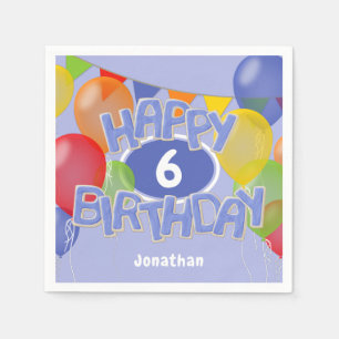 blue happy birthday cutout cookies w balloons napkin
