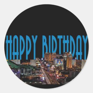 Blue Happy Birthday Las Vegas Sticker