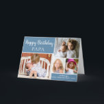Blue Happy Birthday PAPA Photo Collage Card<br><div class="desc">This modern birthday card for PAPA features a 4 photo collage for your favourite photos with a blue sage green background. The inside has been left blank for your special message This template can be personalised to suit your needs with - "Papa",  "Nonno",  "Dad",  "Daddy" etc</div>