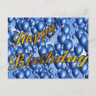 Blue Happy Birthday Postcard