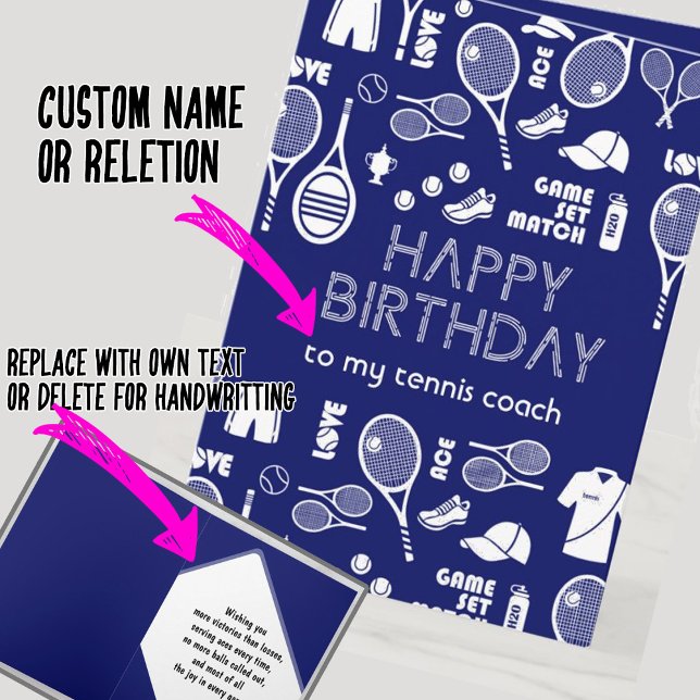Blue Happy Birthday 🎾Tennis 💙🤍 Card (Creator Uploaded)
