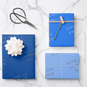 Blue Happy Birthday Wrapping Paper Sheet