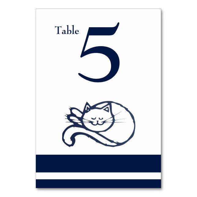 Blue Happy Cat Table Number Card (Back)