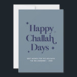 Blue Happy Challah Days Funny Hanukkah Holiday Card<br><div class="desc">© Gorjo Designs. Made for you via the Zazzle platform.

// Need help customising your design? Got other ideas? Feel free to contact me (Zoe) directly via the contact button below.</div>