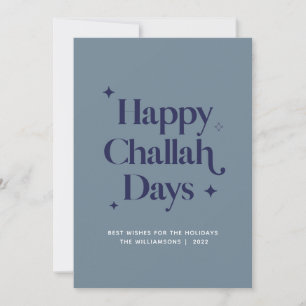 Blue Happy Challah Days Funny Hanukkah Holiday Card