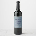 Blue Happy Challah Days Funny Hanukkah Holiday Wine Label<br><div class="desc">© Gorjo Designs. Made for you via the Zazzle platform.

// Need help customising your design? Got other ideas? Feel free to contact me (Zoe) directly via the contact button below.</div>