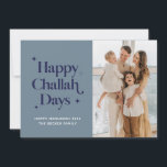 Blue Happy Challah Days Hanukkah Family Photo Holi Holiday Card<br><div class="desc">© Gorjo Designs. Made for you via the Zazzle platform.

// Need help customising your design? Got other ideas? Feel free to contact me (Zoe) directly via the contact button below.</div>