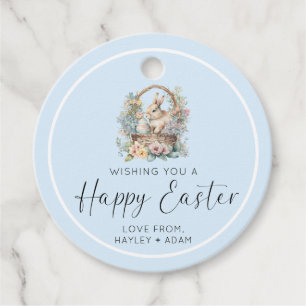 Blue Happy Easter Bunny Favour Tags